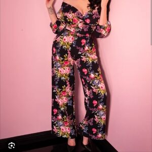 Black Floral Vacation Pants From Vixen By Micheline Pitt